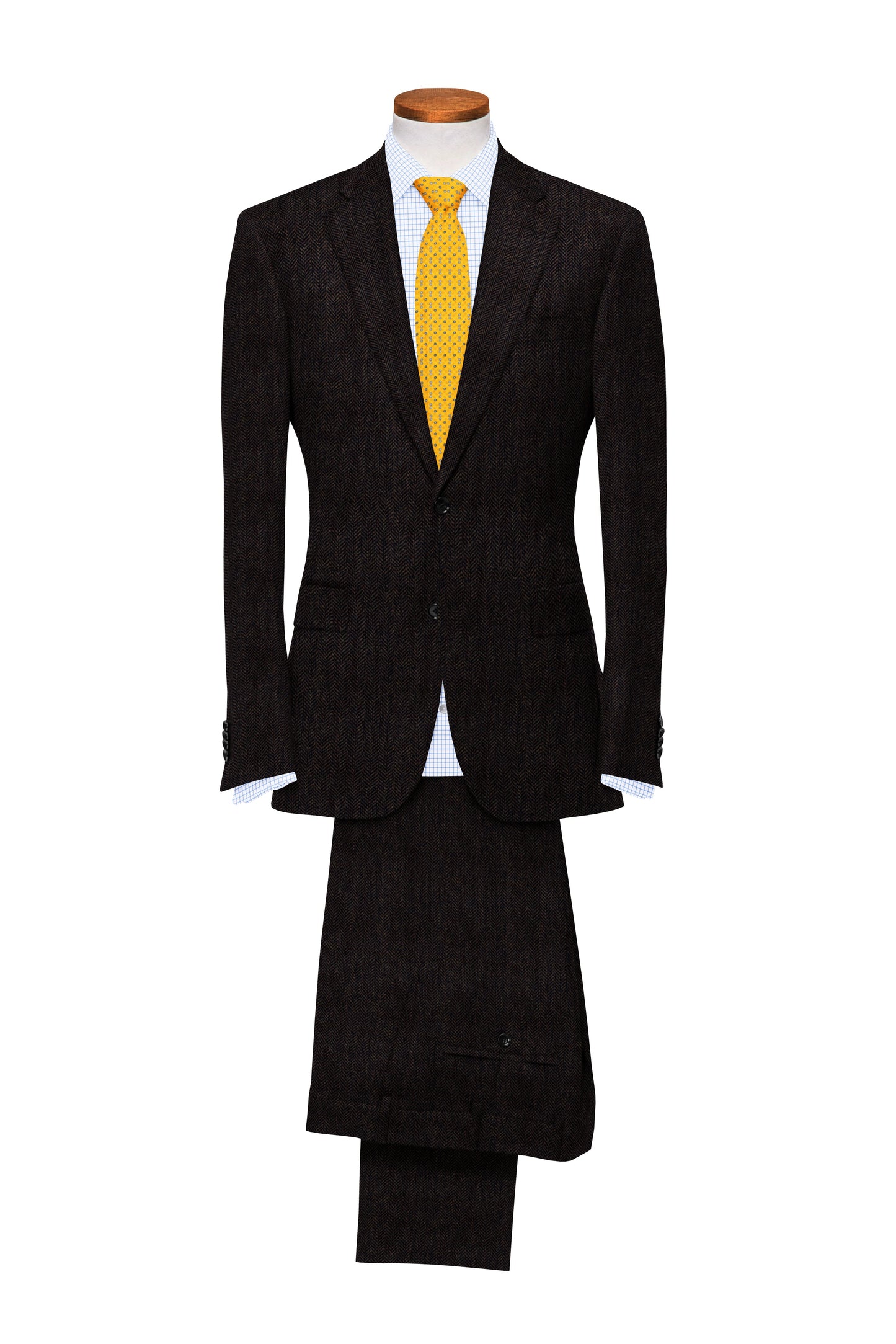 DARK BROWN HERRINGBONE TWEED