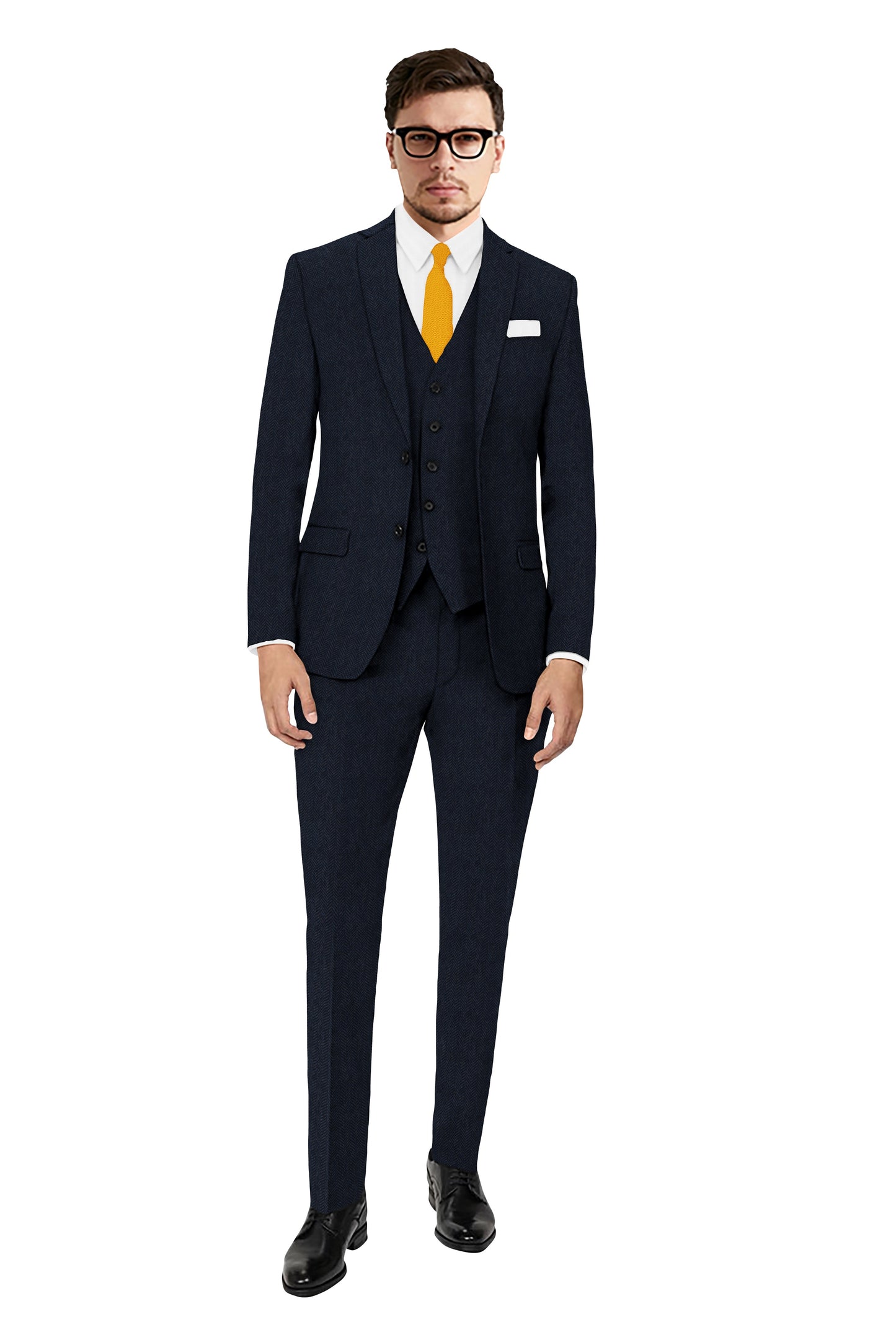 CLASSIC NAVY HERRINGBONE TWEED