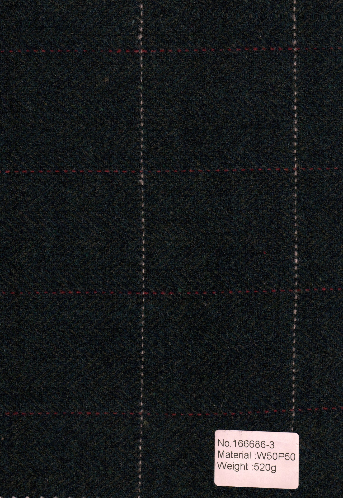 DARK GREEN HERRINGBONE PLAID TWEED