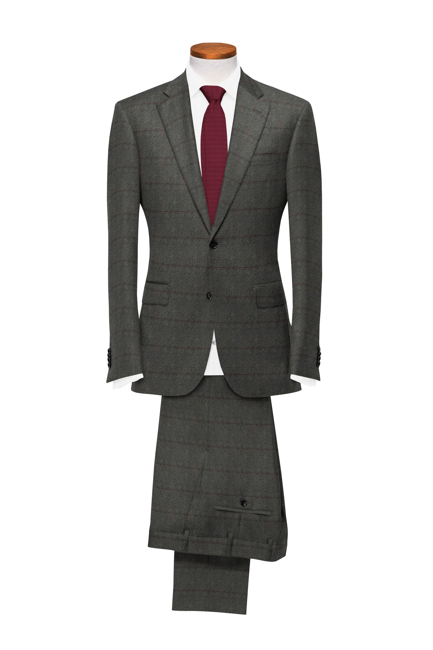 GREY HERRINGBONE PLAID TWEED