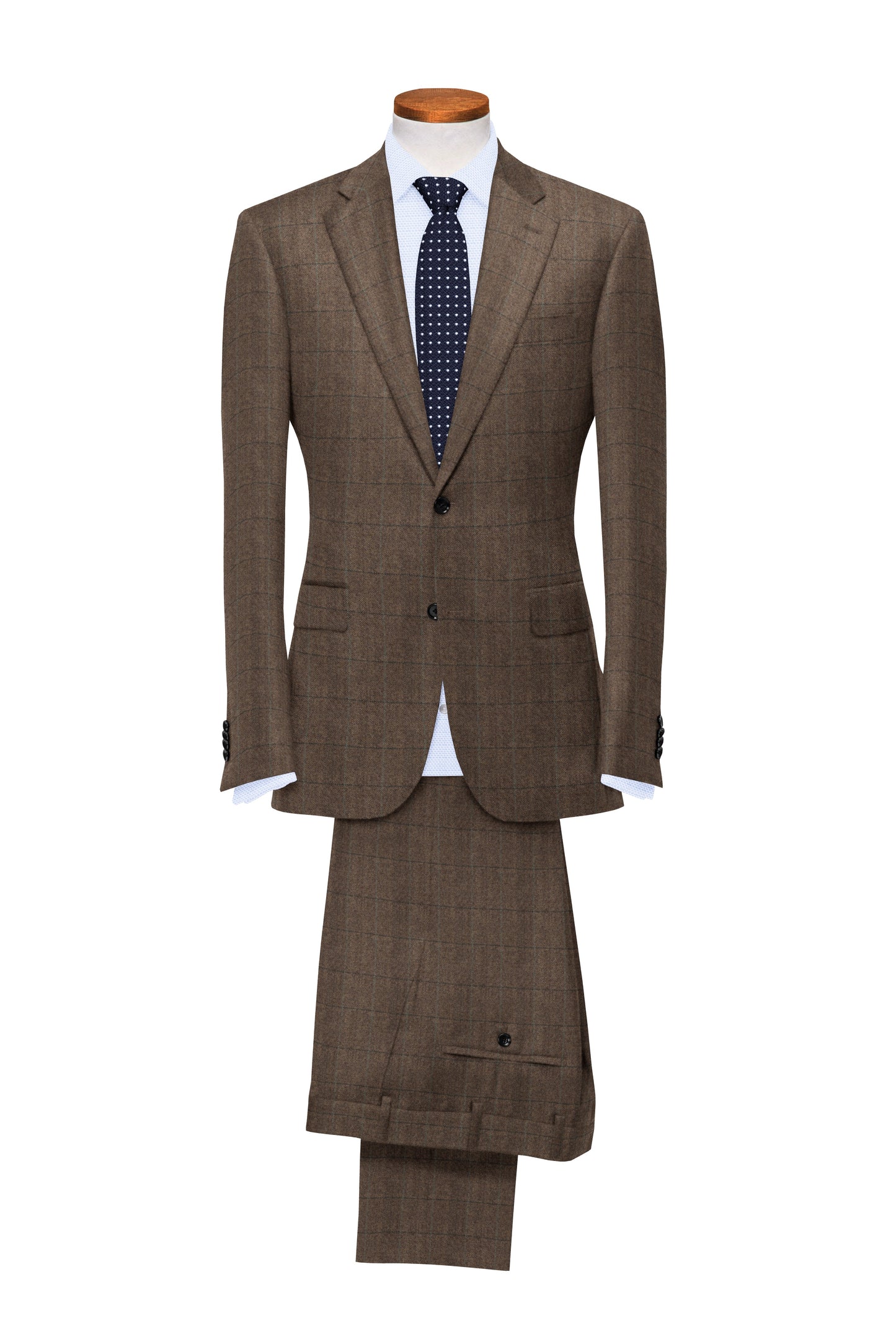 DARK BEIGE HERRINGBONE PLAID TWEED