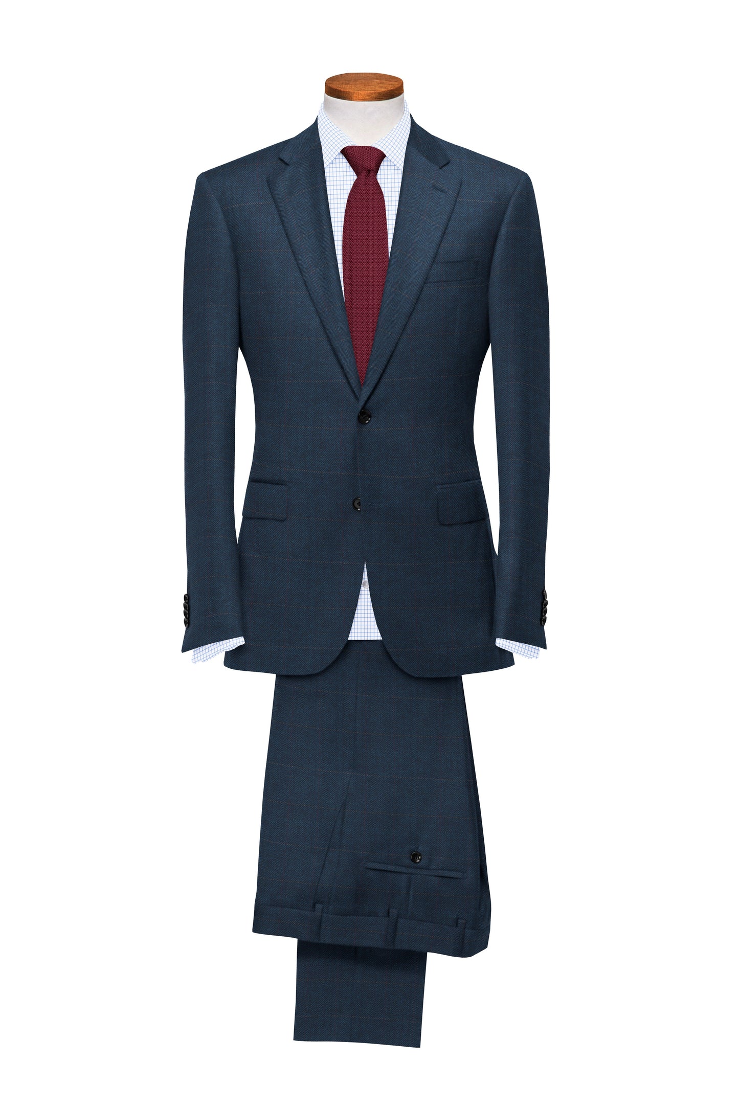BLUE CLASSIC HERRINGBONE PLAID TWEED