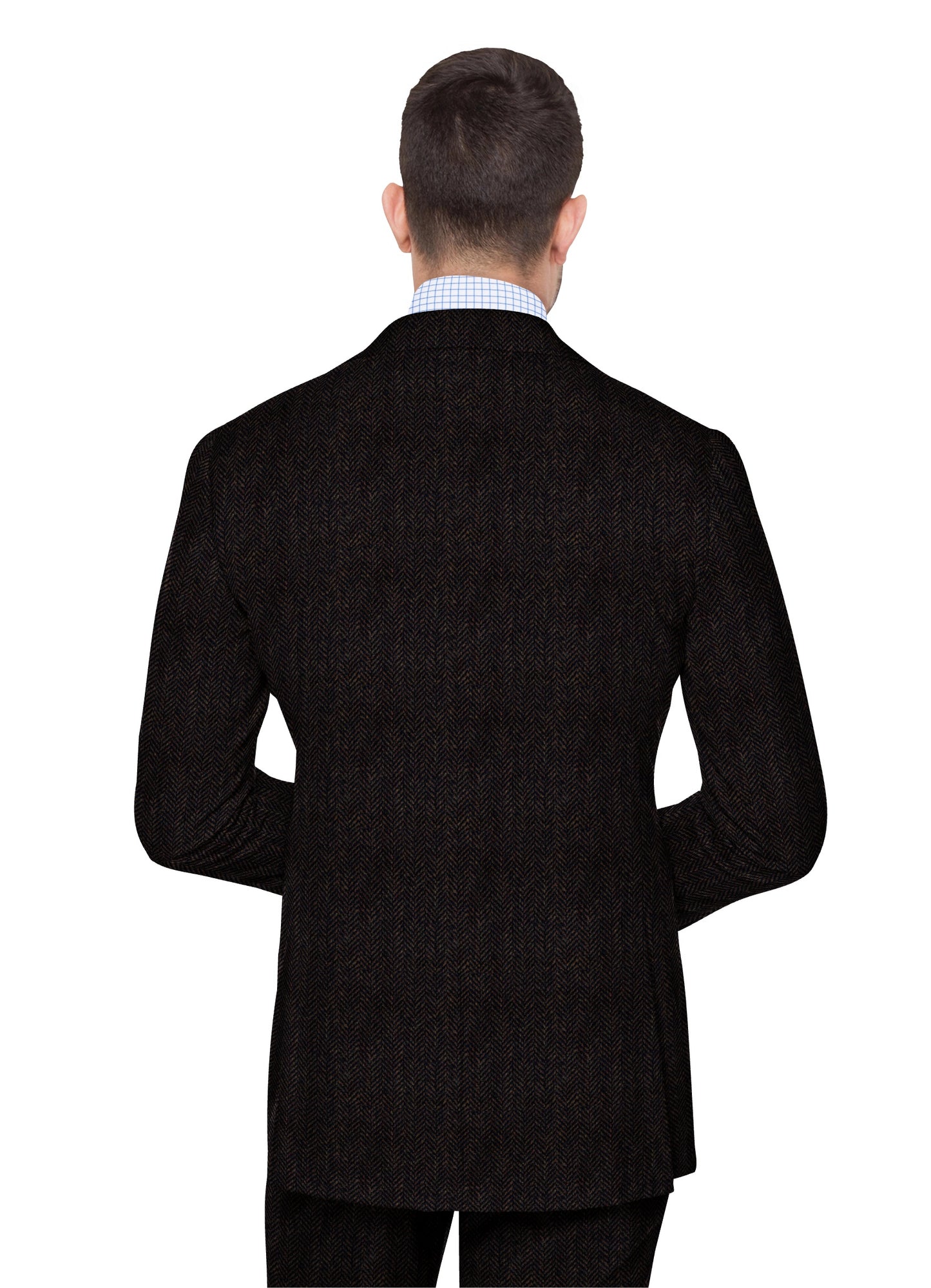 DARK BROWN HERRINGBONE TWEED