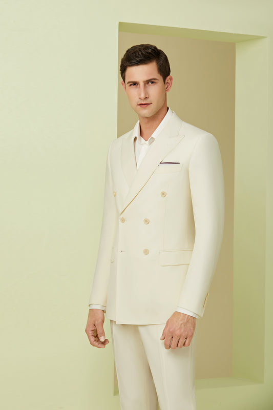 Off White Double Breasted Suit