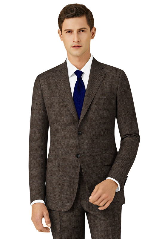 CLASSIC BROWN HERRINGBONE TWEED