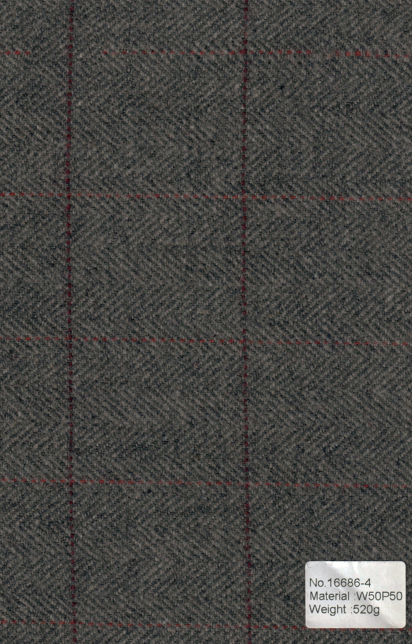 GREY HERRINGBONE PLAID TWEED
