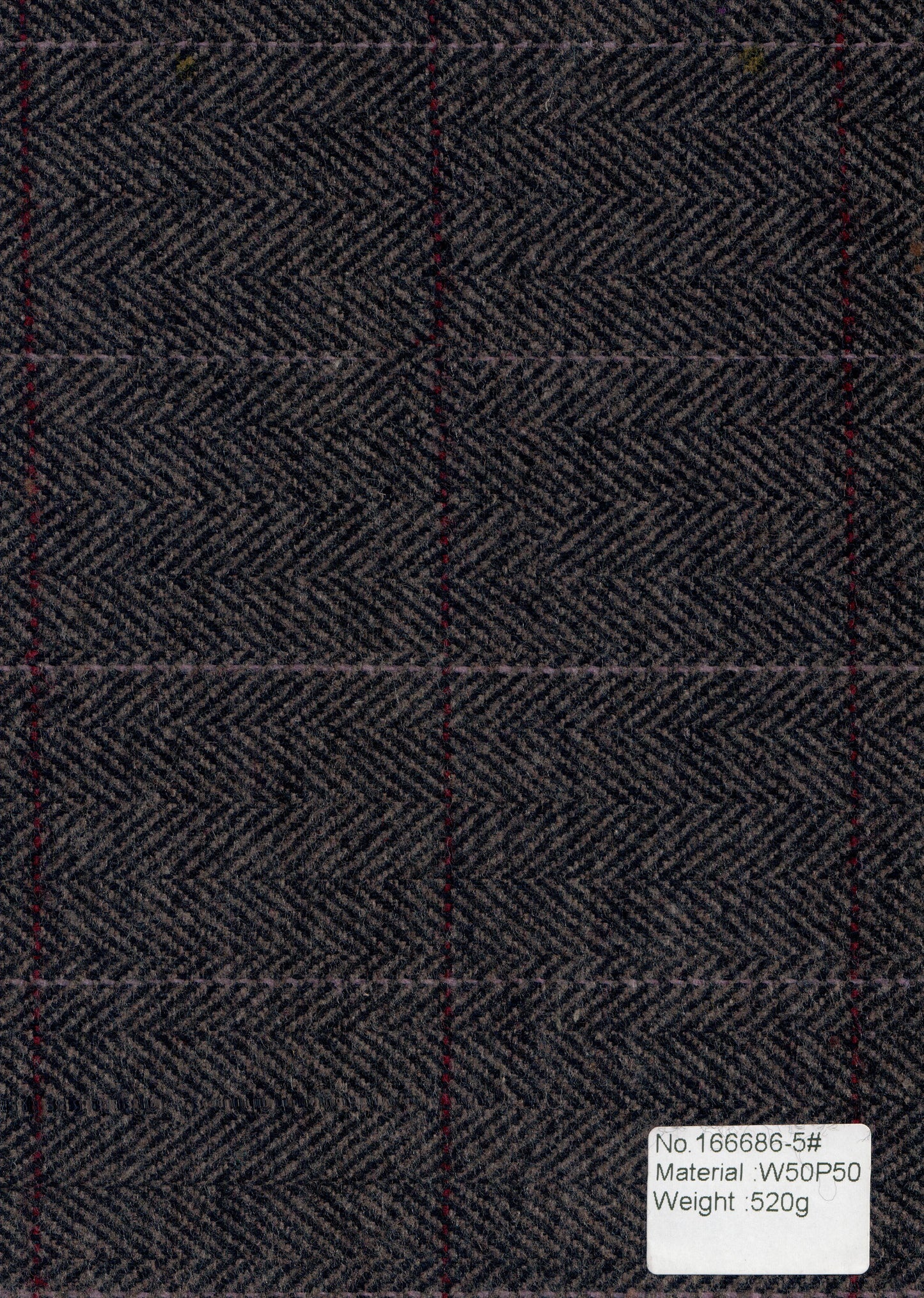 DARK GREY HERRINGBONE PLAID TWEED