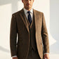 Beige Herringbone Plaid Tweed Suit