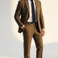Beige Herringbone Plaid Tweed Suit