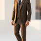 Beige Herringbone Plaid Tweed Suit