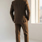 Beige Herringbone Plaid Tweed Suit